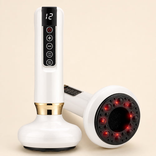 Thermeva device in white, controls and light ring detail